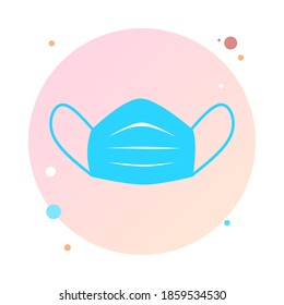 Safety face mask in circle icon. Industrial safety N95 mask, dust protection respirator and breathing medical respiratory mask. Hospital or pollution protect face masking. Face pollution mask vector. 