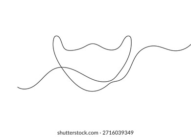 Safety face mask continuous one line drawing minimalist style vector outline for medical design