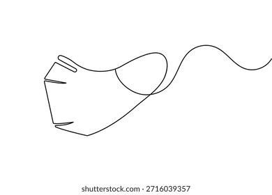 Safety face mask continuous one line drawing minimalist style vector outline for medical design