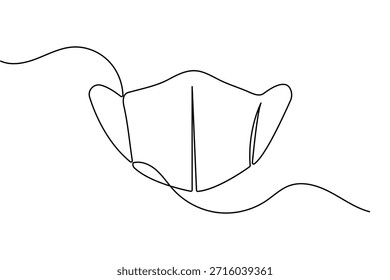 Safety face mask continuous one line drawing minimalist style vector outline for medical design