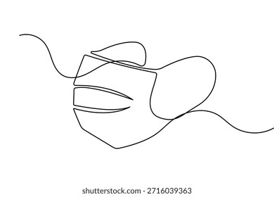 Safety face mask continuous one line drawing minimalist style vector outline for medical design