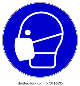 Safety face mask must be worn, safety protection mask mandatory sign, vector illustration.