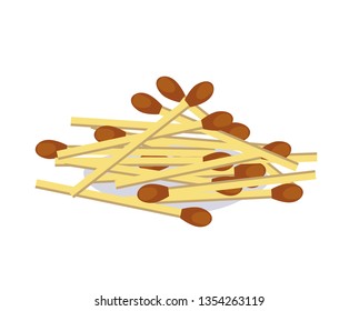 Safety fire matches on a pile isolated on white background