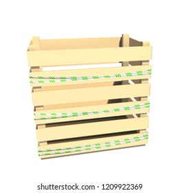 Safety and first aid. Caution tape. Wooden container. Box for storage and transportation. Vector illustration.