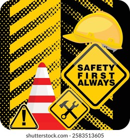  Safety first always, poster and banner vector