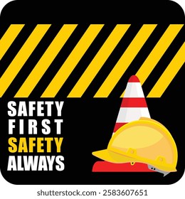  Safety first always, poster and banner vector