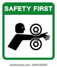 Safety First Arm Entangle Rollers Right Symbol Sign, Vector Illustration, Isolate On White Background Label.EPS10