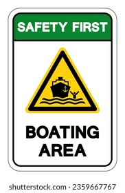 Signo de símbolo del área de seguridad del primer barco, Ilustración del vector, Aislado en la etiqueta de fondo blanco. EPS10 