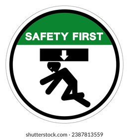 Safety First Body Crush Force From Above Symbol Sign, Vector Illustration, Isolate On White Background Label .EPS10