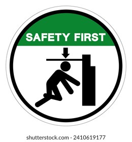 Safety First Body Crush Force From Above Symbol Sign, Vector Illustration, Isolate On White Background Label .EPS10
