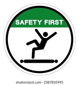 Safety First Climbing Sitting Walking Or Riding On Conveyor Symbol Sign, Vector Illustration, Isolate On White Background Label .EPS10