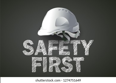 safety first, construction concept, health protection ,  safety worker equipment,  vector design