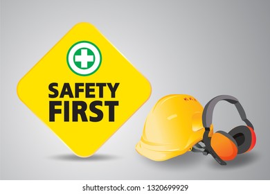 Safety First Construction Concept Health Protection Stock Vector ...