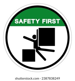 Safety First Crush From Equipment Will Injury Or Kill Symbol Sign, Vector Illustration, Isolate On White Background Label .EPS10