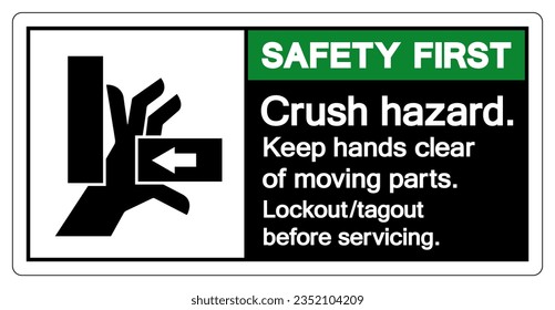 Safety First Crush Force From Right Symbol Sign, Vector Illustration, Isolate On White Background Label .EPS10