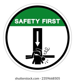 Safety First Crush Hazard Symbol Sign, Vector Illustration, Isolate On White Background Label .EPS10