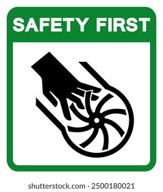 Safety First Cutting of Fingers Impeller Blade Symbol Sign, Vector Illustration, Isolate On White Background Label .EPS10