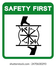 Safety First Cutting of Fingers Rotating Blade Symbol Sign, Vector Illustration, Isolate On White Background Label .EPS10