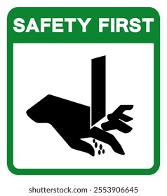 Safety First Cutting of Fingers Straight Blade Symbol Sign, Vector Illustration, Isolate On White Background Label.EPS10