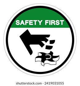 Signo de símbolo de peligro de la primera mano de corte de seguridad, ilustración del vector, aislamiento en la etiqueta de fondo blanco .EPS10