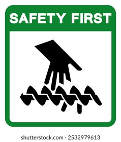 Señal De Símbolo De Peligro De La Mano Del Primer Corte De La Seguridad, Ilustración vectorial, Aislado En La Etiqueta Blanca Del Fondo.EPS10