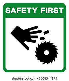 Safety First Cutting Hand Symbol Sign, Vector Illustration, Isolate On White Background Label.EPS10