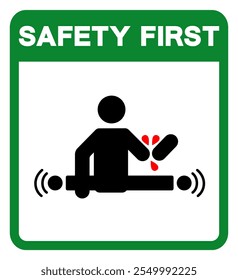 Safety First Equipment Starts Automatically Symbol Sign, Vector Illustration, Isolate On White Background Label.EPS10