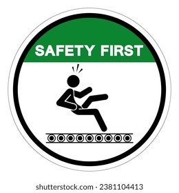 Safety First Exposed Conveyors  Moving Parts Can Cause Severe Injury Symbol Sign, Vector Illustration, Isolate On White Background Label .EPS10