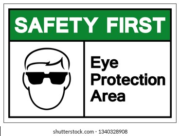 Safety First Eye Protection Area Symbol Stock Vector (Royalty Free ...