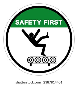 Safety First Fall Hazard From Conveyor Symbol Sign, Vector Illustration, Isolate On White Background Label .EPS10
