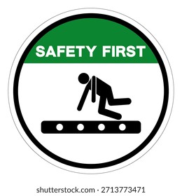 Peligro de la primera caída de la seguridad de la señal del símbolo del transportador, Ilustración vectorial, aislado en la etiqueta blanca del fondo .EPS10