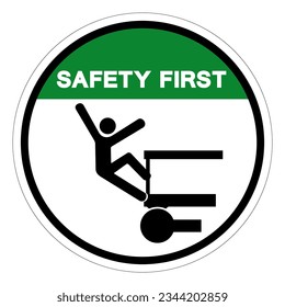 Safety First Falling Of Crush Hazard Symbol Sign, Vector Illustration, Isolate On White Background Label .EPS10