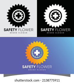 safety first flower Unique logo with creative modern style Premium Vector