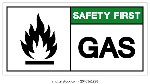 Símbolo de seguridad de primer gas ,Ilustración vectorial, aislamiento en etiqueta de fondo blanco. EPS10