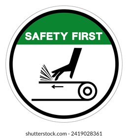 Safety First Hand Abrasion Belt Drive Symbol Sign, Vector Illustration, Isolate On White Background Label .EPS10