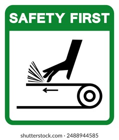 Safety First Hand Abrasion Belt Drive Symbol Sign, Vector Illustration, Isolate On White Background Label .EPS10