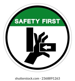 Safety First Hand Crush Force From Right Symbol Sign, Vector Illustration, Isolate On White Background Label .EPS10