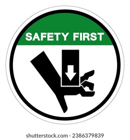Safety First Hand Crush Force from Above Symbol Sign, Vector Illustration, Isolate On White Background Label .EPS10