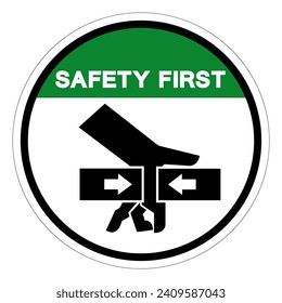 Safety First Hand Crush Force From Two Sides Symbol Sign, Vector Illustration, Isolate On White Background Label .EPS10