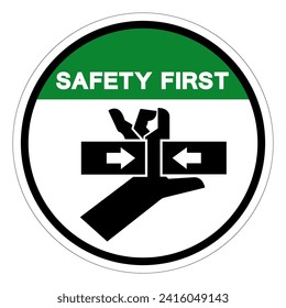 Safety First Hand Crush Force From Two Sides Symbol Sign, Vector Illustration, Isolate On White Background Label .EPS10