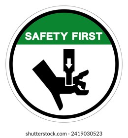 Safety First Hand Crush Force From Above Symbol Sign, Vector Illustration, Isolate On White Background Label .EPS10