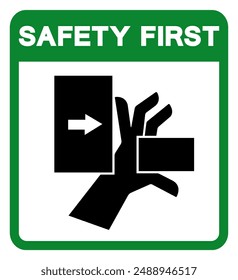Safety First Hand Crush Force From Left Symbol Sign, Vector Illustration, Isolate On White Background Label .EPS10