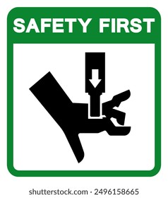 Safety First Hand Crush Force From Above Symbol Sign, Vector Illustration, Isolate On White Background Label.EPS10