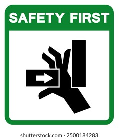 Safety First Hand Crush Force From Right Symbol Sign, Vector Illustration, Isolate On White Background Label .EPS10