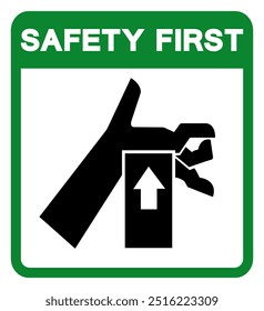 Safety First Hand Crush Force from Below Symbol Sign, Vector Illustration, Isolate On White Background Label .EPS10
