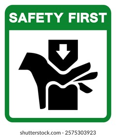 Safety First Hand Crush Hazard Symbol Sign, Vector Illustration, Isolate On White Background Label.EPS10