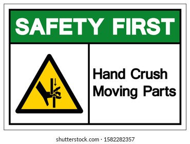Safety First Hand Crush Moving Parts Symbol Sign, Vector Illustration, Isolate On White Background Label .EPS10