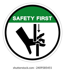 Symbol für die Sicherheit der ersten Hand, mit Druckverschluss versehenen Teile, Vektorgrafik, einzeln auf weißem Hintergrund .EPS10