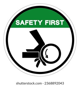 Safety First Hand Crush Roller Pinch Point Symbol Sign, Vector Illustration, Isolate On White Background Label .EPS10