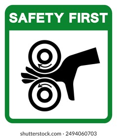 Safety First Hand Entangle Left Symbol Sign, Vector Illustration, Isolate On White Background Label .EPS10